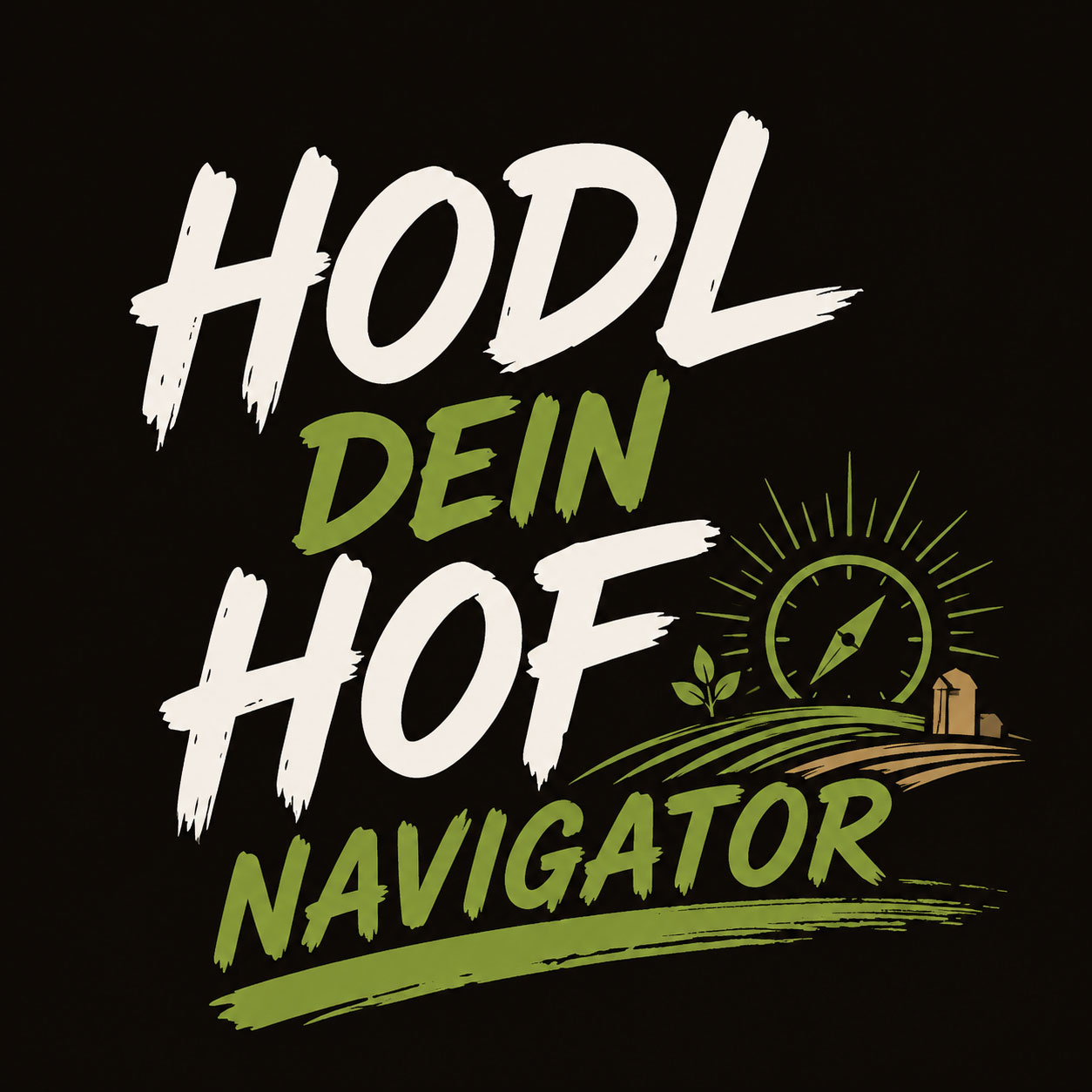 HODL DEIN HOF Navigator mit Kompass, Pflanze und Hof